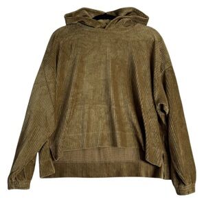 Aerie Ribbed Velour Hooded Sweater Size Medium